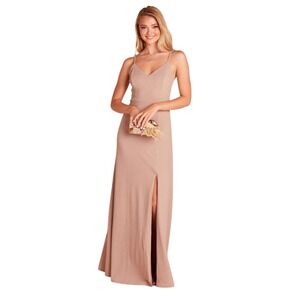 NWT Birdy Grey Jay Dress in Crepe Taupe Mocha Cream Medium Minimalist Gown